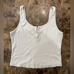 Hollister White Fitted Sleeveless Tank Top
